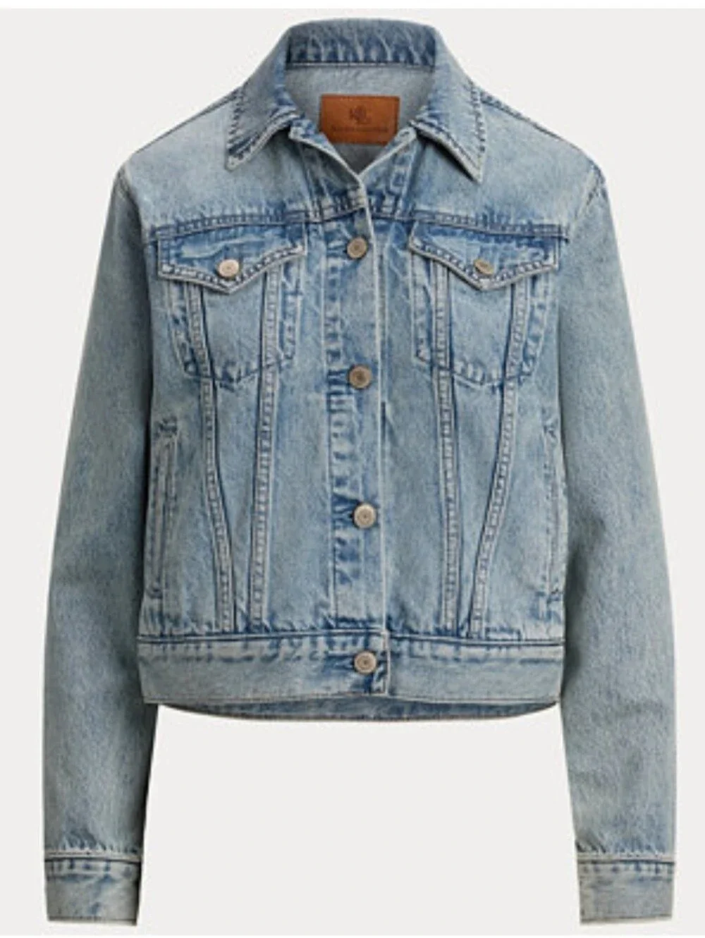Ralph Lauren Women's Paizley Rigid Denim Trucker Jacket Size Large NWT